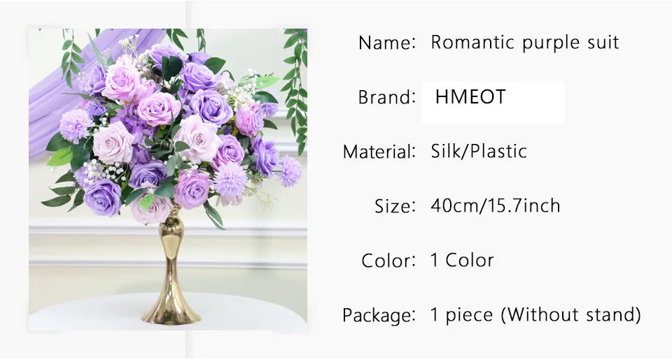 Description Picture 4 of itemPurple Wedding Backdrop Arrangement Gypsophila Rose Willow Leaf Floral Row Decor Arch Event Table Centerpieces Ball Floor Floral