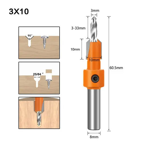 8mm Shank HSS Woodworking Countersink Router Bit Screw Extractor Remon Demolition for Wood Milling Cutter Woodworking Tools - Image 11