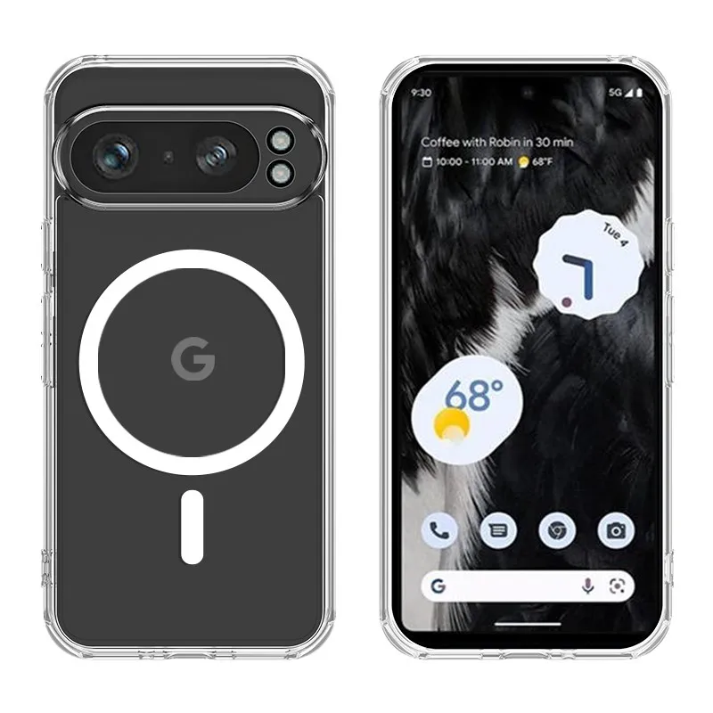 Enhanced Magnetic Phone Case for Wireless Charging - Crystal Clear Acrylic Cover