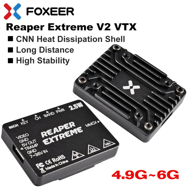 Foxeer 5.8G Reaper Extreme V2 2.5W High Power 72CH VTX FPV Video Transmitter with CNC Shell Built-in Mic for RC FPV Drones 2