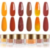 6 x 0.5oz Large Capacity Yellow Orange Red Colors Air Dry Dipping Powder Set Long Lasting for Salon Nail Art 1