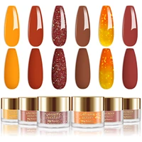 6 x 0.5oz Large Capacity Yellow Orange Red Colors Air Dry Dipping Powder Set Long Lasting for Salon Nail Art 1