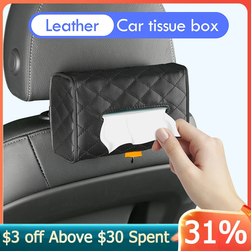 CarTissueBoxLeatherToiletPaperHolderSeatBackTissueBoxCase