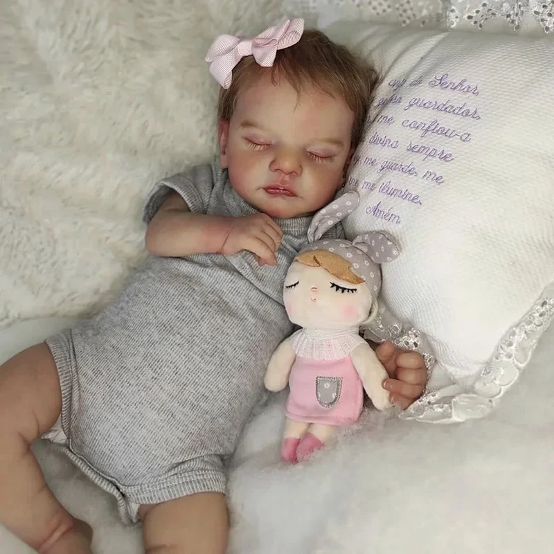 

45cm Finished Reborn Baby Doll Sam Lifelike 3D Skin Visible Veins Newborn Sleeping Doll Collectible Art Doll Gift For Girls