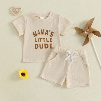 Toddler Boys Casual Outfits Cool Dude Graphic Tee and Drawstring Shorts Set for 2 Piece Summer Clothing Set 2