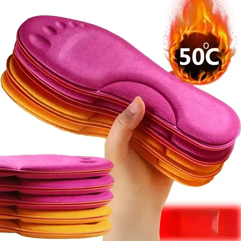 Winter Fur Self Heating Insoles Foot Thermal Thicken Insole Memory Foam Shoe Pads Warm Sports Shoes Inserts for Women Men