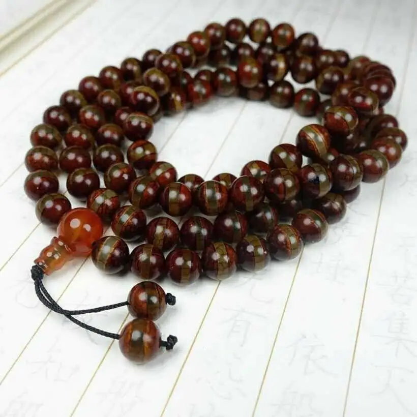 

Tibetan Buddhism Old agate one line Dzi Bead 108 bead necklace Bracelet