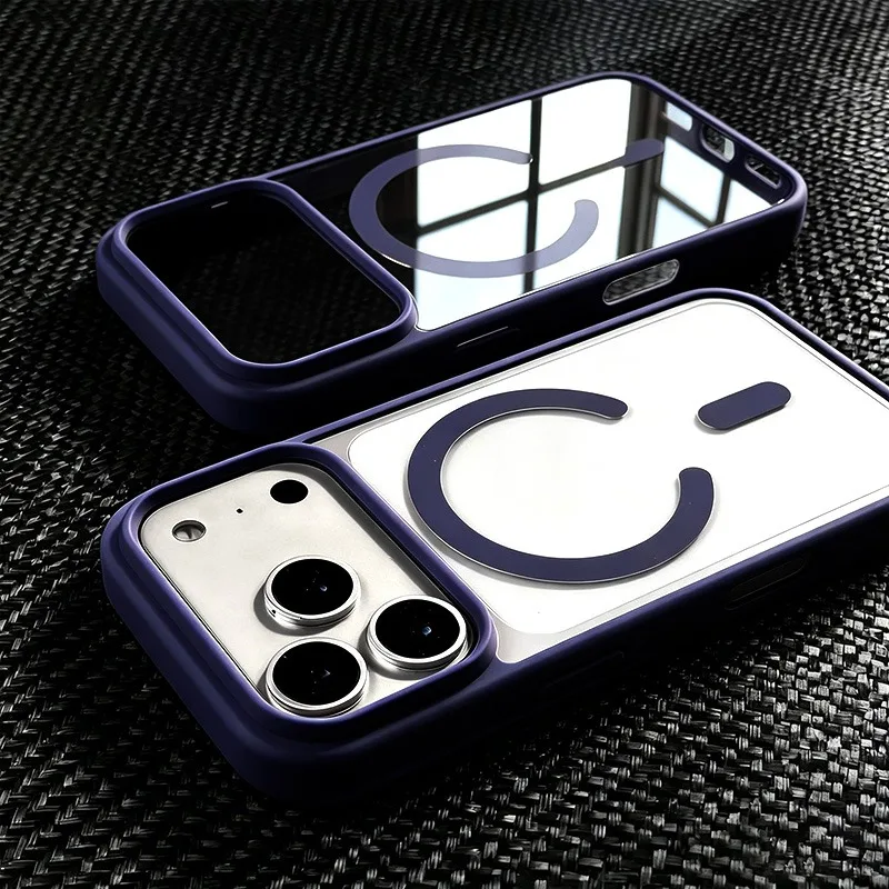 Anti-Yellowing Matte Transparent Phone Case with Magsafe Magnetic Clear Cover