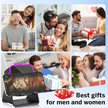 Magnetic Induction Speaker Phone Stand Wireless Bluetooth Phone Holder Amplifier Portable Desk Speaker RGB Light 5000mAh Battery 6