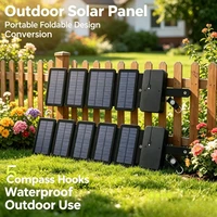 Chargeur solaire portable 5V 2.4A USB pour extérieur, pliable, pour camping, randonnée, sac à dos, voyage, alimentation smartphone 2