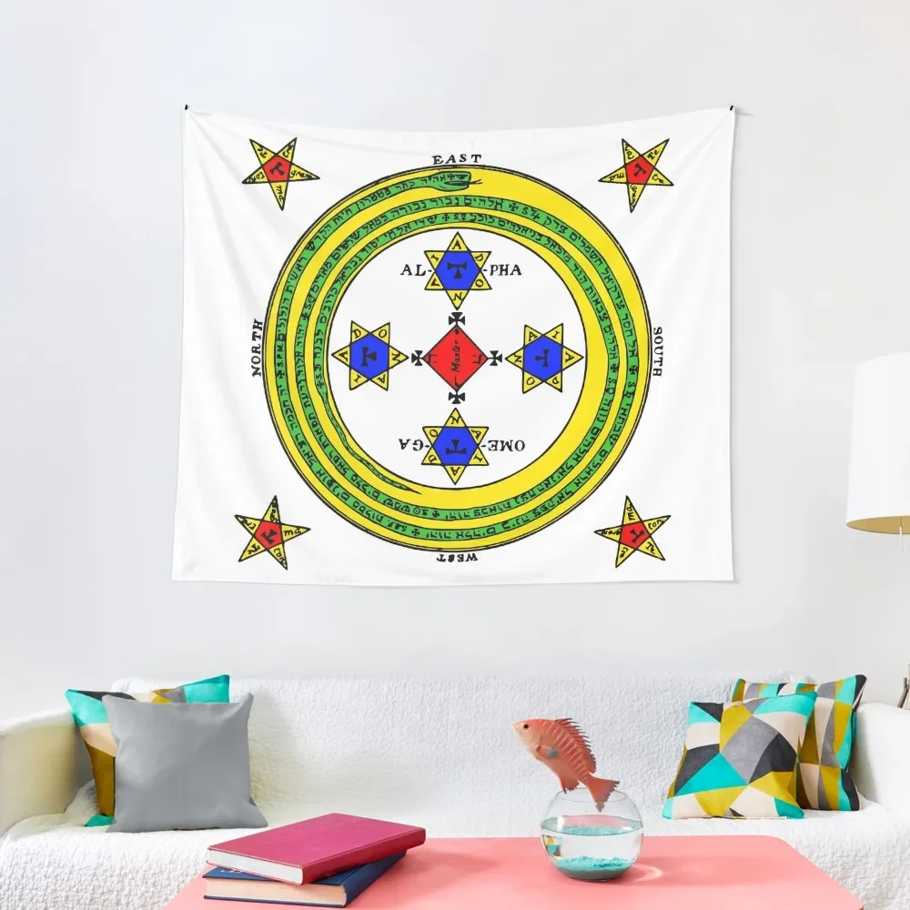 

SUMMONING CIRCLE - COLOUR / WHITE Tapestry Wall Tapestries Decorations For Room Cute Decor Bathroom Decor Tapestry