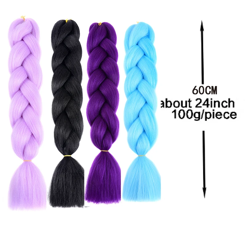 H&STAR 24 Inch Jumbo Braids Extensions Synthetic Braiding Hair Afro Ombre Color kanekalon Hair for Girls