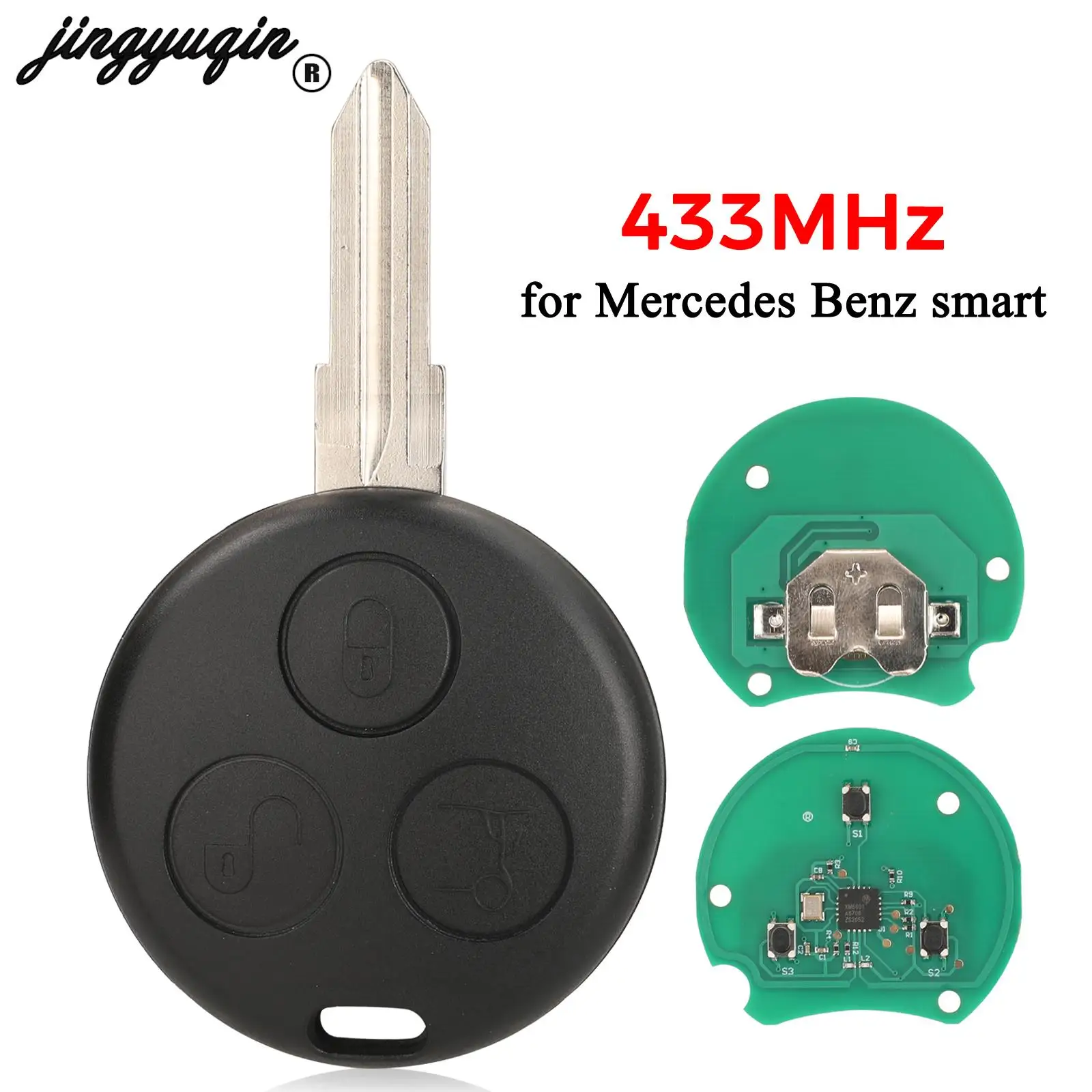 Jingyuqin 3 Pulsanti Remote Smart Car Key 433Mhz Per Mercedes Benz Smart Fortwo City Passion Pulse Roadster Sostituzione