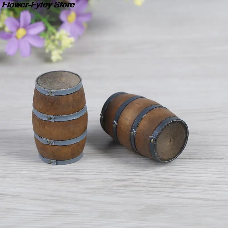 1:12 Scale Mini Dollhouse Wooden Red Wine Barrel Miniature Beer Barrel Beer Cask Beer Keg for Dolls House Decoration Accessories 3