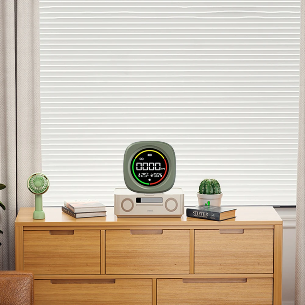 3 In 1 Carbon Monoxide Detector HD LCD Display Portable Gas Detector 1000mAh CO Temperature Humidity for Indoor Outdoor
