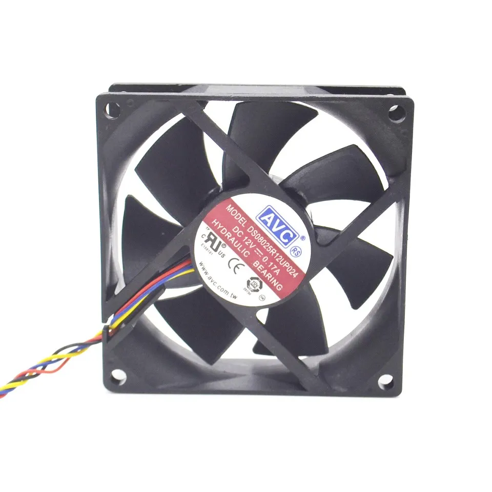 

1pcs DS08025R12UP024 80mm 12V 0.17A PWM speed control 4 line CPU silent cooling fan 8025 for AVC