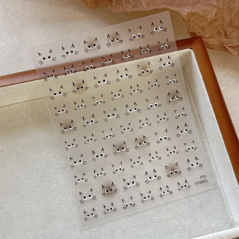 Cute Cat Nail Stickers Lovely Cat Nail Slider Kawaii Korean Style 5D Decals DIY Manicure Decors