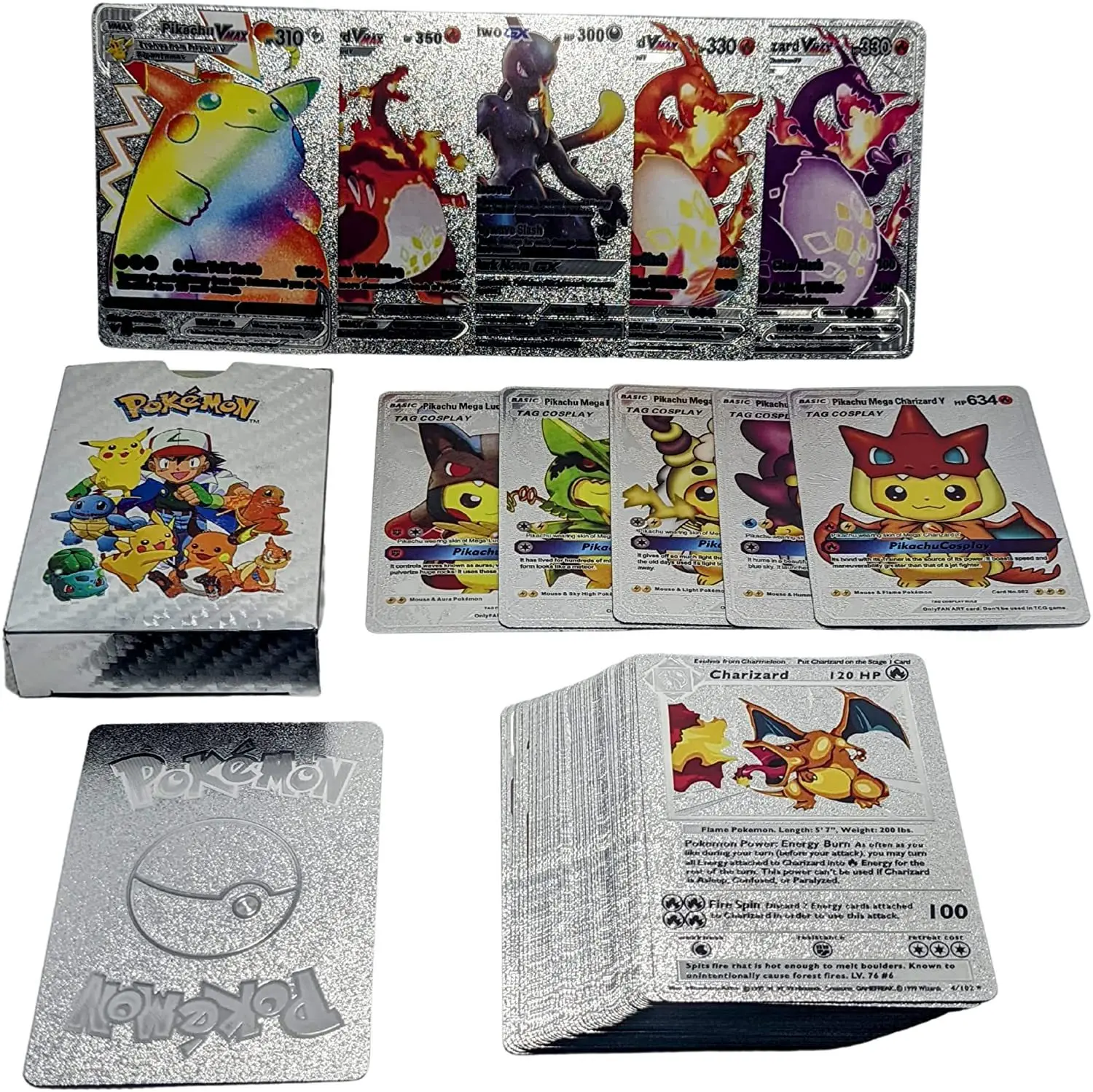 Metal Collection Trading Card  Metal Anime Battle Charizard - French Pokemon  Gold - Aliexpress