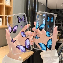 

Silicone Phone Cover Colorful Butterfly Case for IPhone 12 Mini 11 Pro Max X XR XS 7 8 Plus 6 6S SE2020 Clear Transparent Soft