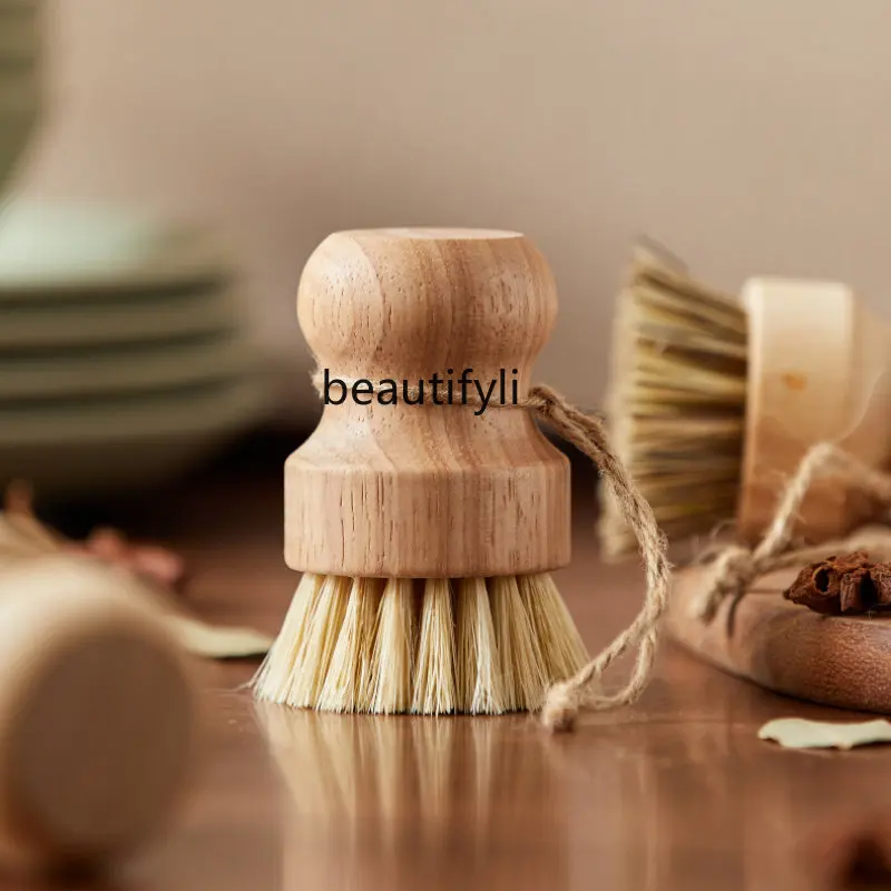 

yj Washing Pot Does Not Hurt the Pot Washing Brush Kitchen Products Tools Coconut Palm Cleaning Decontamination Brush Solid Wood