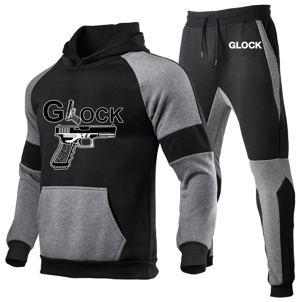 Glock Perfect Shooting Spring 2023 New Men's Hooded Sportswear Suit Jogging Suit Sweater Pullover is fashionable and comfortable