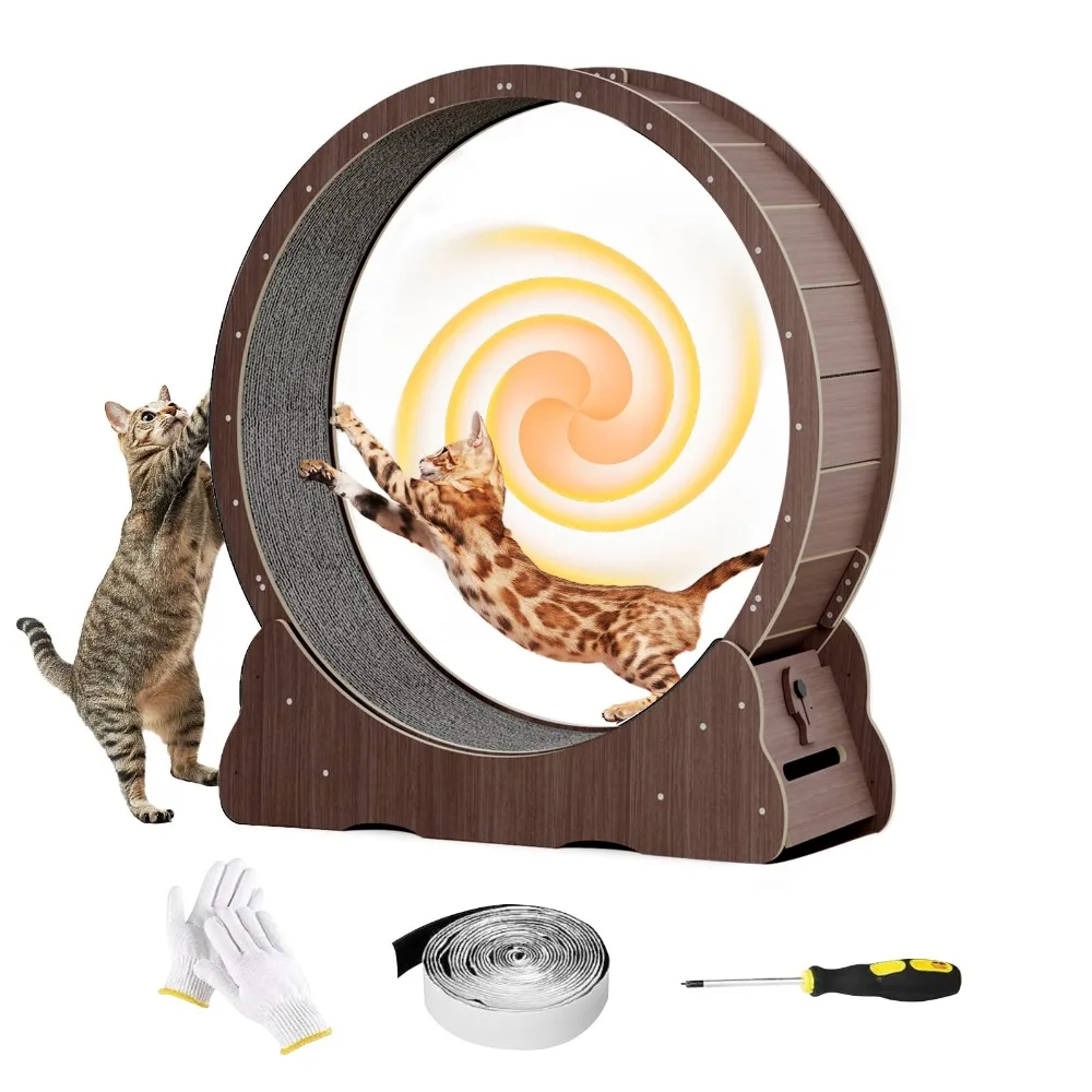 

2024 New Cat Running Wheel, 45" Large XL Cat Exercise Wheel Treadmill with Carpeted Runway, Fitness Weight Loss Device