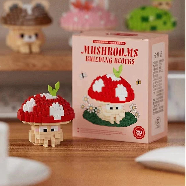 New Simulated Introverted Mushroom Micro-particle Building Block Toy Cute Mushroom Assembly Model Children's Educational Toy 5