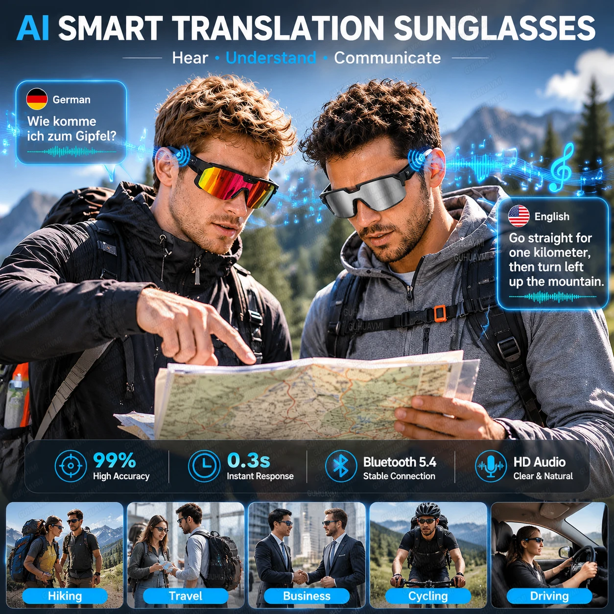 AI Smart Sports Glasses with 30MP Camera – 4K Anti-Shake Video Recording, 32GB Storage, Dual Microphones & Windproof Cycling Goggles 4