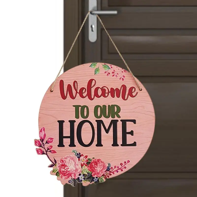 

Надпись приветствия деревянная круглая входная дверь венок приветственный знак 12-дюймовый Подвесной деревянный знак приветственный знак для входной двери прочный День благодарения