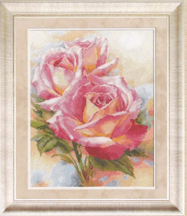 

Top Selling Pink Rose 38-46 Embroidery DIY 14CT Unprinted Arts Cross stitch kits Set Cross-Stitching Home Decor