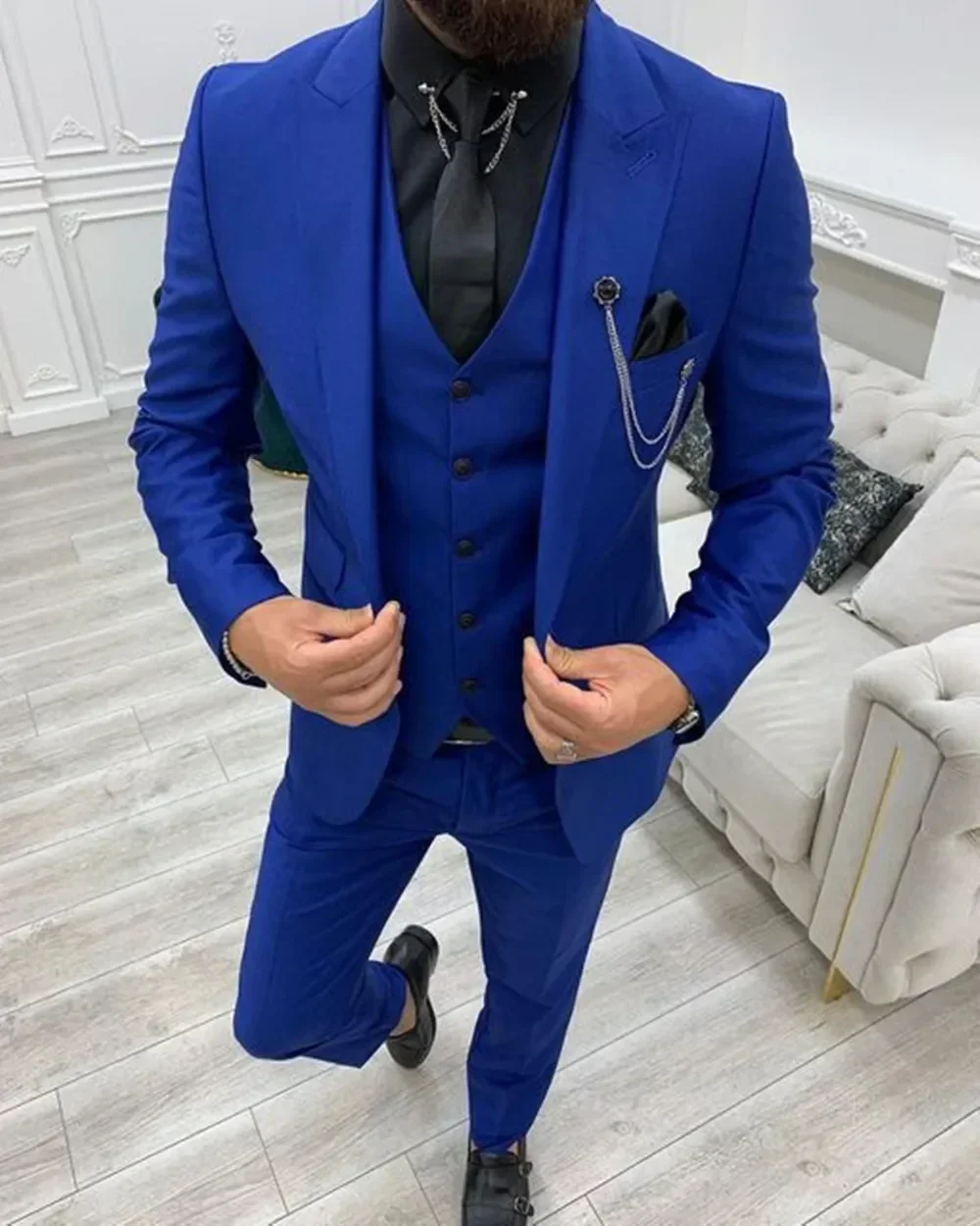 2024 Green Peak Lapel Slim Fit Men Suits 3 Pieces Tuxedos Terno Masculino Blazer Sets Groom Wedding Prom Costume Homme 4