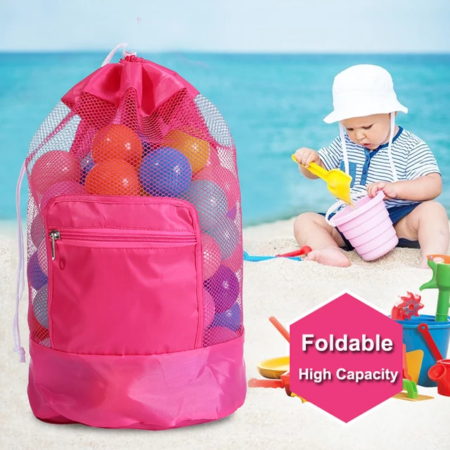 Outdoor Beach Mesh Bag Children Sand Away Foldable Protable Kids Beach Toys Clothes Bags Toy Storage Sundries Organizers Bag 1