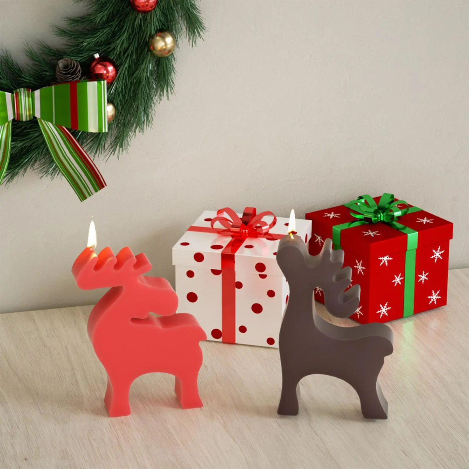 Christmas Silicone Molds For Candles 3D Standing Elk Mould Deer Mold For Chocolate Candle Soap Fondant Candy Baking Holiday