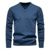 Autumn Winter Pullover Men's Sweater V-neck Solid Color Long Sleeve Men Clothing Warm Sweaters Men Casual Fashion Sweater Tops 2