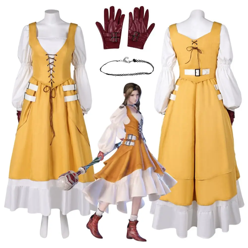 thumbnail image 1 of Traje de baño de dos piezas para cosplay de Aerith de Final Fantasy 7, disfraz para mujeres adultas y niñas, conjunto de bikini, traje de baño de Halloween, 1 of 5