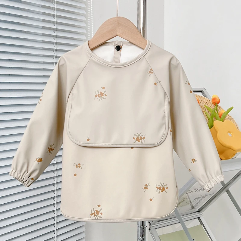 Cute Baby Bibs Toddler Baberos Bavoir Waterproof Long Sleeve Apron Cartoon Animals Children Feeding Smock Bib Baby Stuff 0-5Y baby bib feeding bib cotton bib set cotton bib