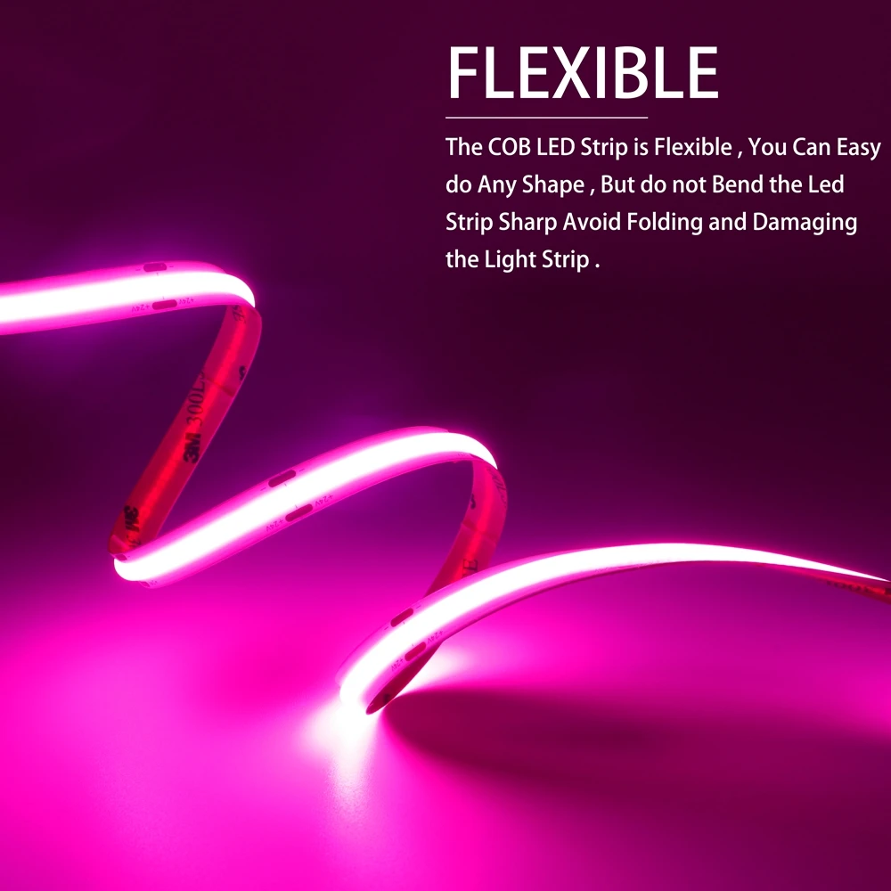 COB LED Strip Light High Density Linear Flexible Tape 480/528Leds/m Warm Nature