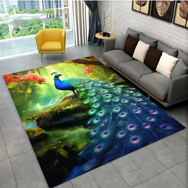 

Beautiful Peacock print carpet,living room,bedroom decoration carpet,kitchen,bathroom,non slip floor mat,door mat, birthday gift