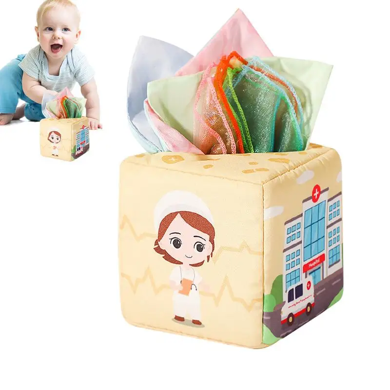 

Коробка для салфеток Монтессори, сенсорная коробка для салфеток для малышей, Детские обучающие игрушки для мальчиков, девочек, детей, малышей для домашнего путешествия
