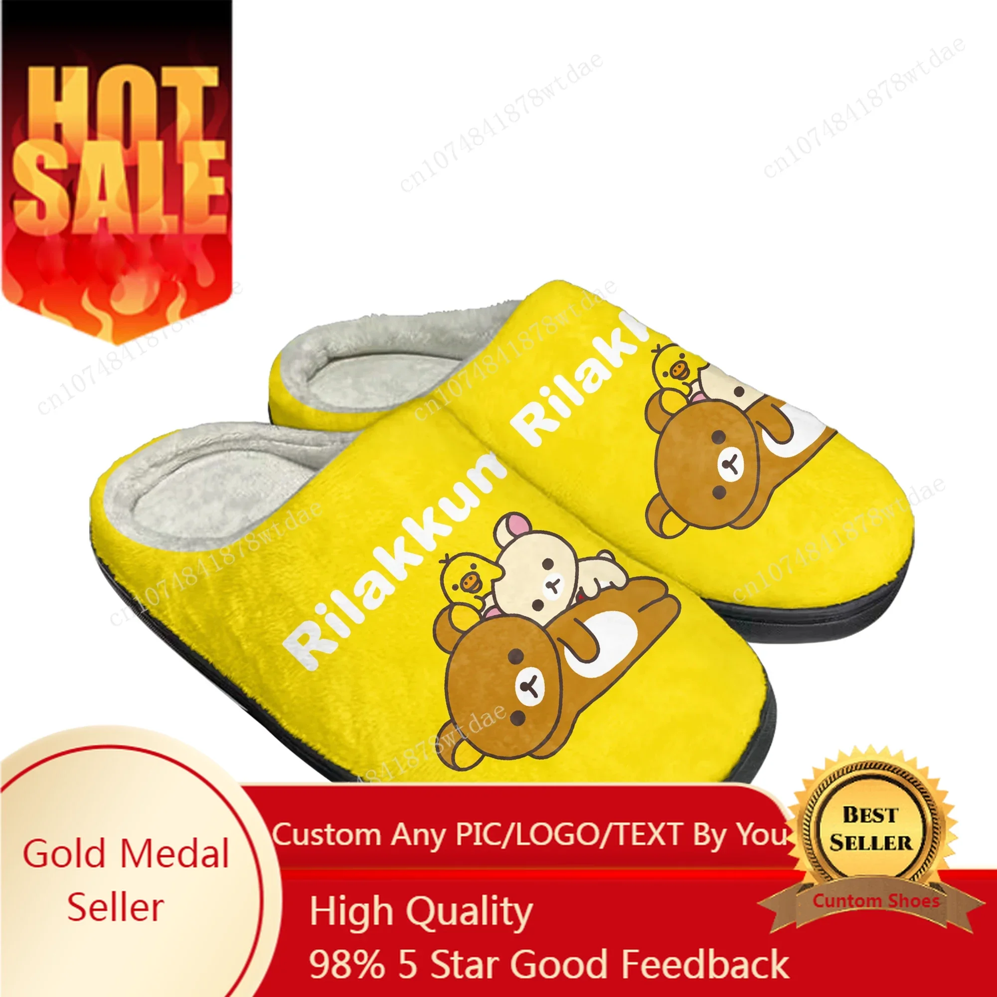 

Rilakkuma Home Cotton Slippers Mens Womens Plush Bedroom Casual Keep Warm Shoes Japanese Anime Custom Thermal Indoor Slipper