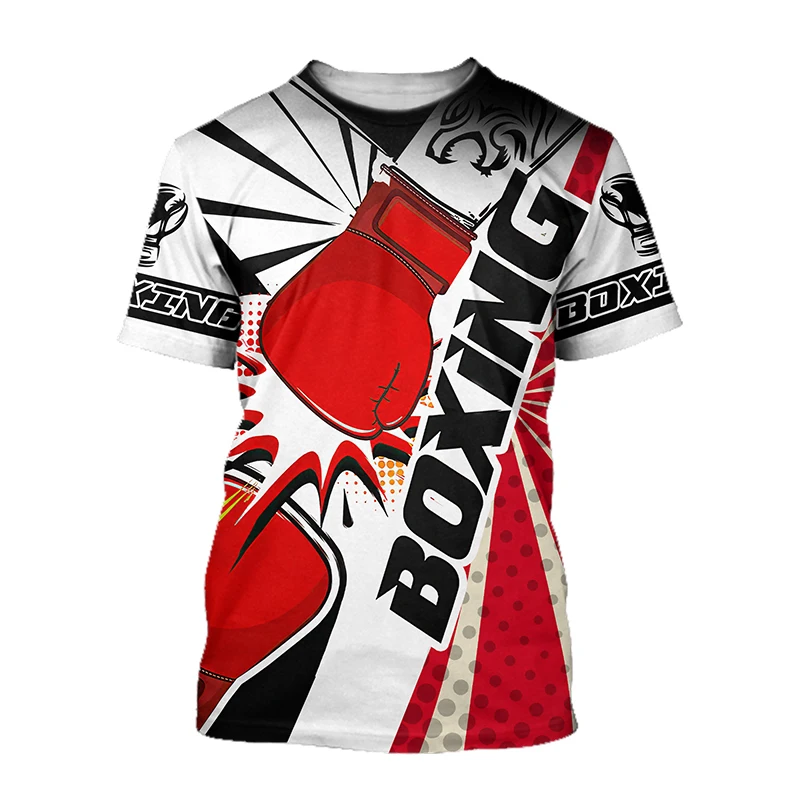 

Boxing Sports Summer Men'S T-Shirt 3d Printed Street Fitness Short Sleeve Muscle Tough Guy Style O Collar Loose Quick Drying Top
