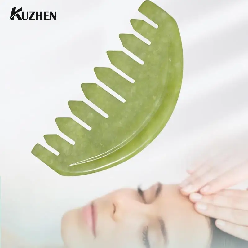 

Natural Stone Gua Sha Massage Comb Head Body Scraping Reflexology Blood Scraping Hair Comb Scalp Care SPA Trigger Point Therapy