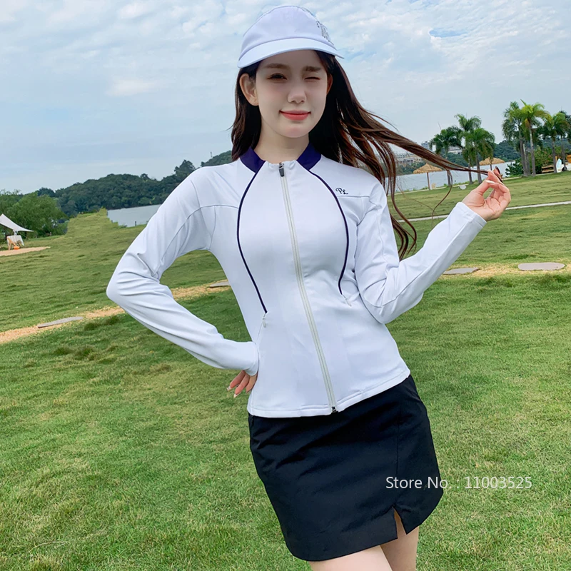 New Golf Women Windproof Jacket Warm Slim Sports Tops Lady Casual Coat Fashion Split Short Skirt Tennis Golf Skorts Suit