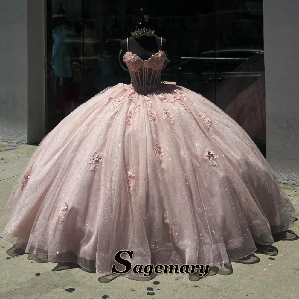 Sagemary Classic Ball Gown Quinceanera Dresses Girls Spaghetti Straps Sweetheart Tulle Robe Quinceanera Rouge Customised