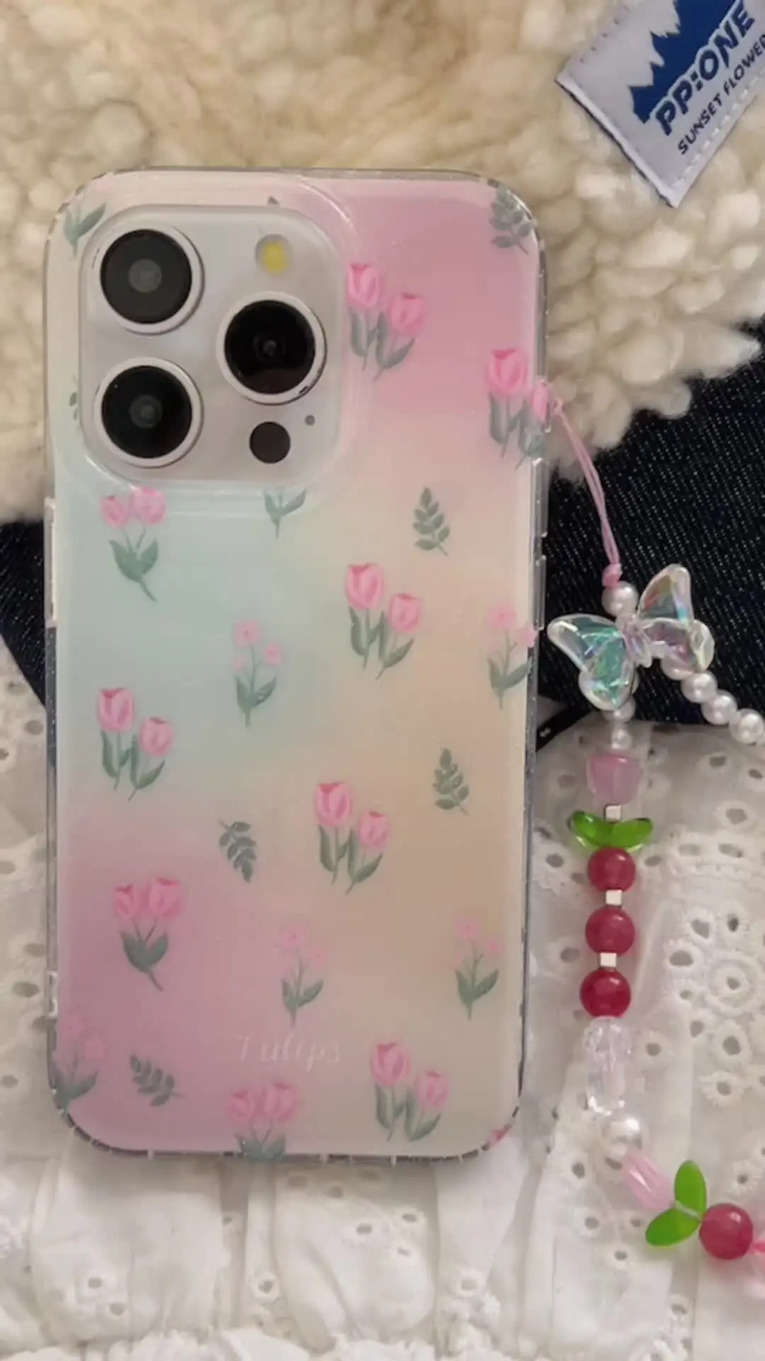 Чехол для телефона с цветами iPhone 16 Pro 15 13 14 Max 15Pro противоударный чехол цепочкой в