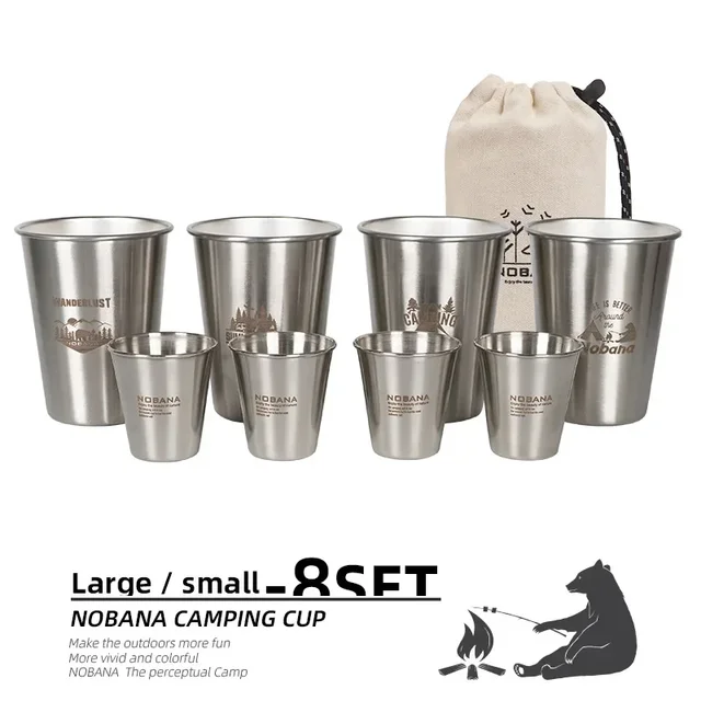 304 Stainless Steel Camping Cup Set 6