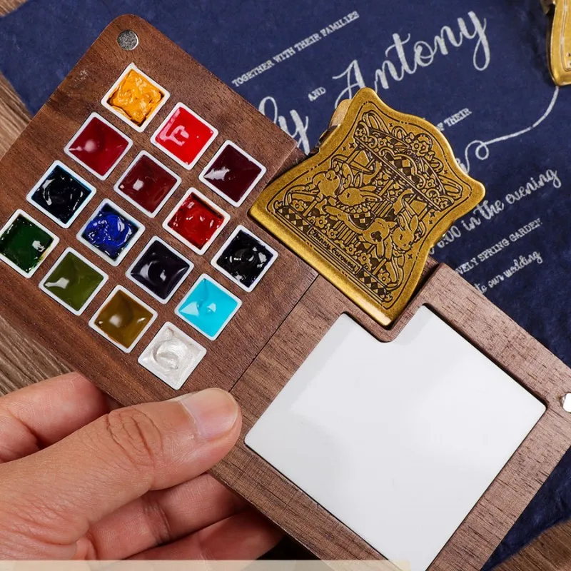 Retro Brass Clip Palette Fixed Clip Going Out Sketch Paint Box Hand Account Metal Bill Travel Painting Art Supplies