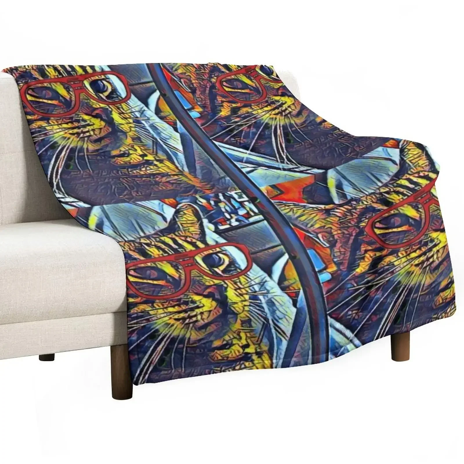 

Hipster Cat Throw Blanket Hair Sofa Throw Decoratives Single Blankets