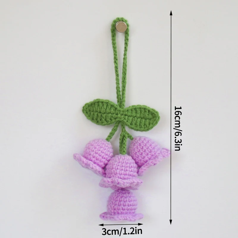 Elegant Handmade Lily of the Valley Crochet Flower Keychain and Hanging Decoration