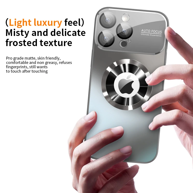 Elegant Titanium Metallic Matte Phone Case with Glass Lens Camera Protection